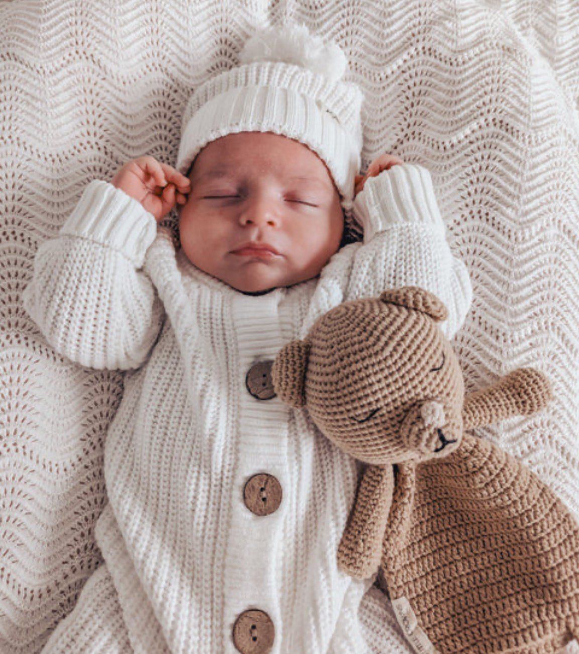 3LC Textured Knit Beanie - Ivory