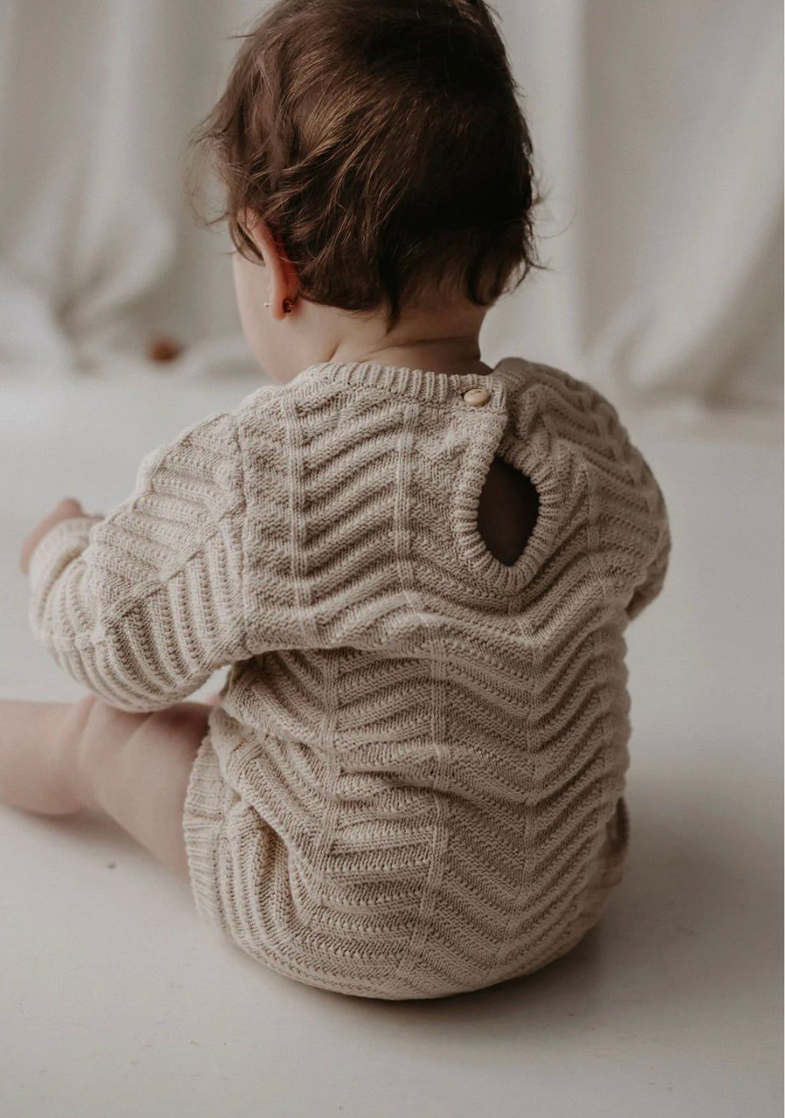 Chevron Knit Romper | Bone