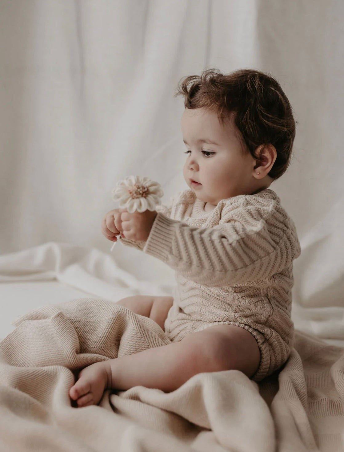 Chevron Knit Romper | Bone