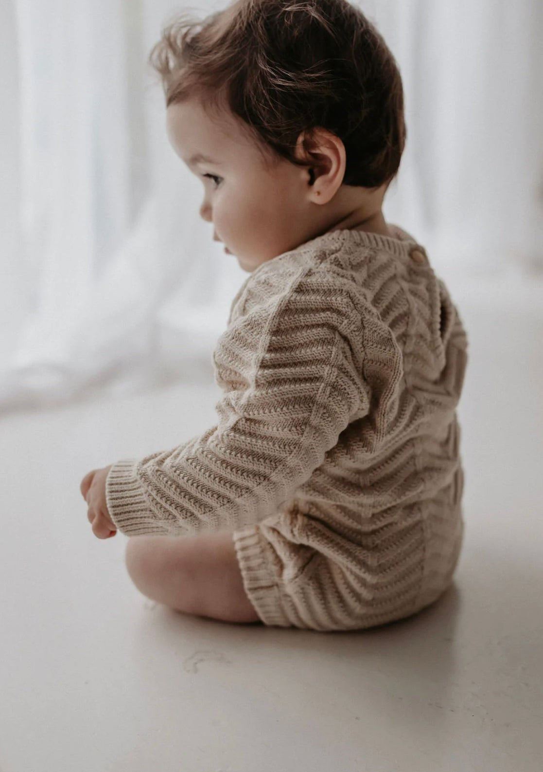Chevron Knit Romper | Bone
