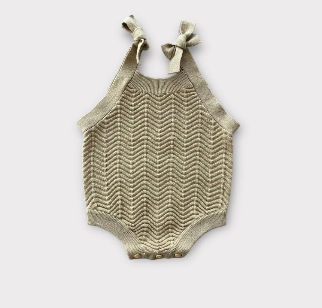 Chevron Tie Up Bodysuit - Olive Tree