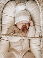Chunky Knit Pom Beanie - Cocoa Fleck