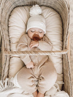 Chunky Knit Pom Beanie - Cocoa Fleck