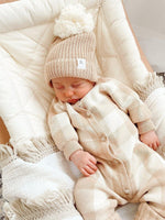 Chunky Knit Pom Beanie - Cocoa Fleck