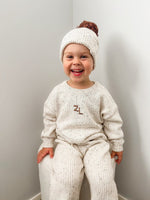Chunky Knit Pom Beanie - Cocoa Fleck