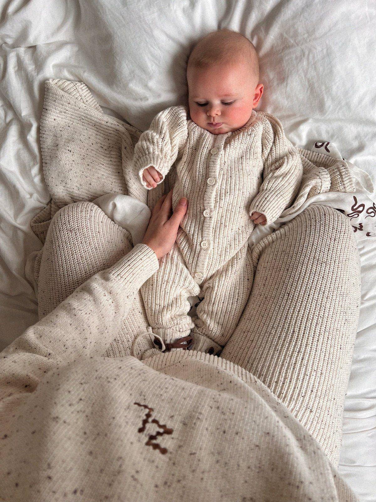 Classic Knit Romper - Biscotti Fleck