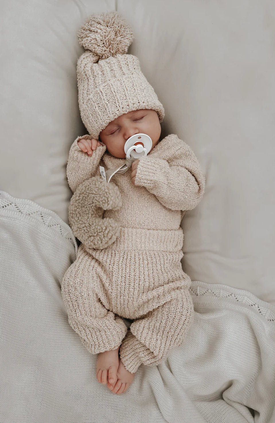 Combed Cotton Knitted Pants | Bone