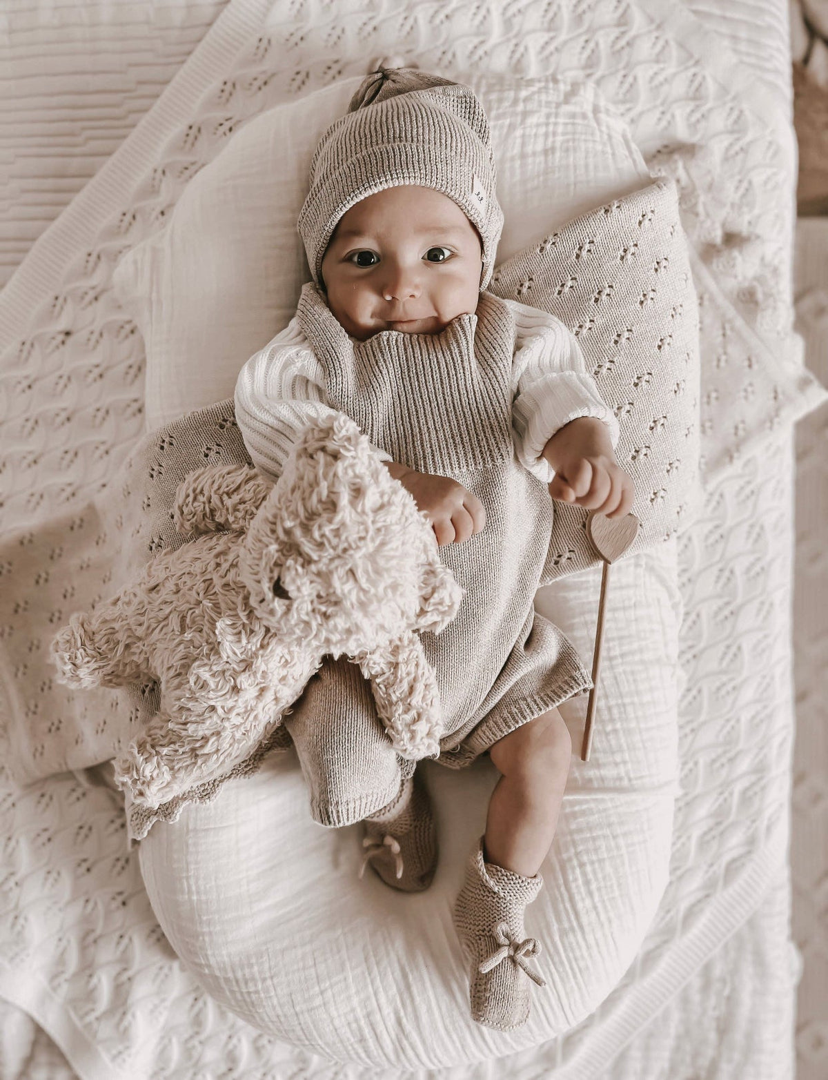 Detailed Rib Short Romper | Heather Beige