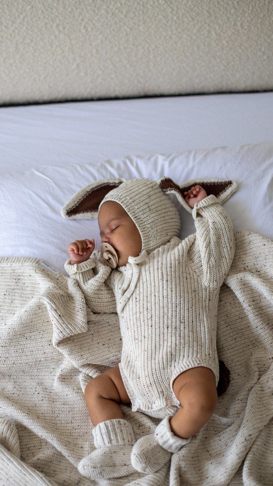 Easter Knit Bubble Romper - Sand Fleck