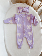 Easter Knit Purple Bow Romper