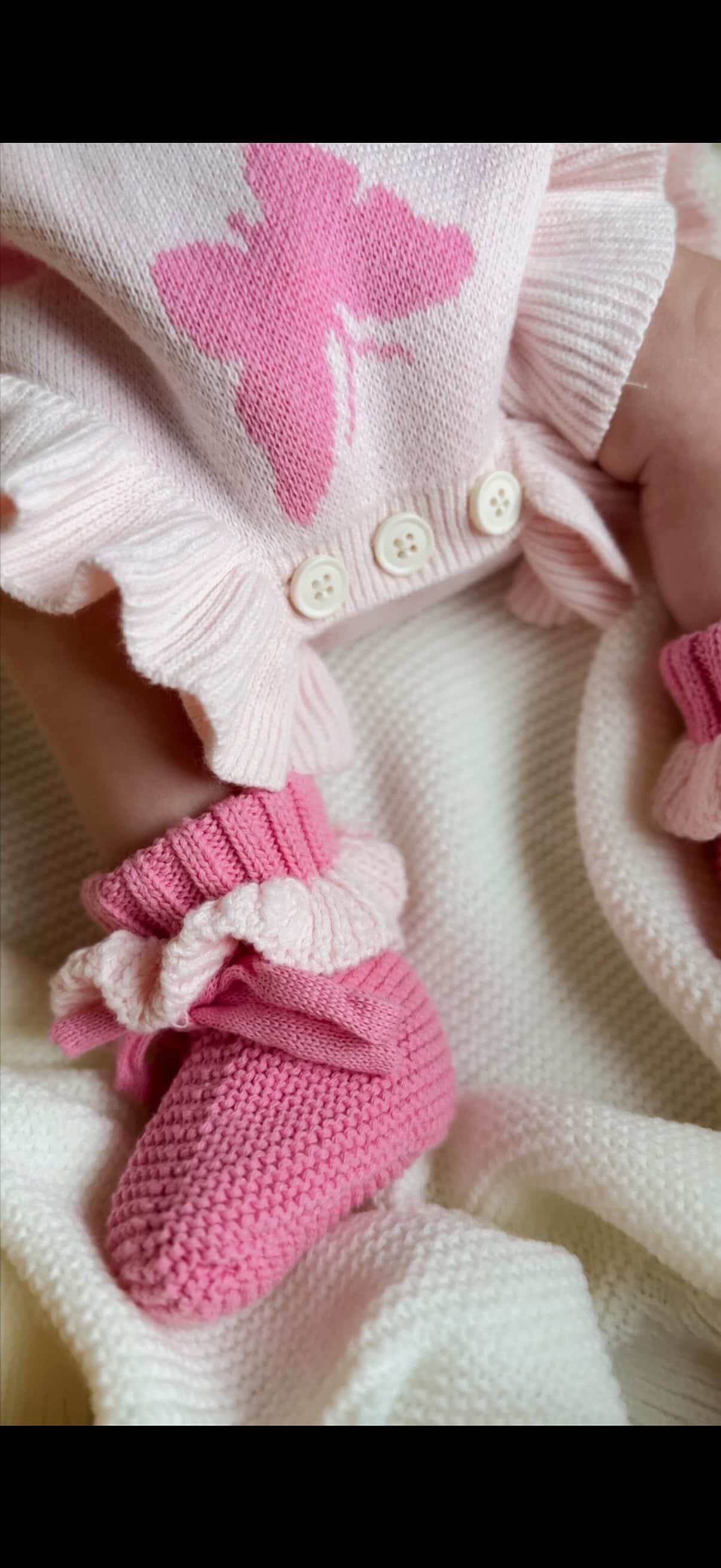 Knit Frill Tie Booties - Prima