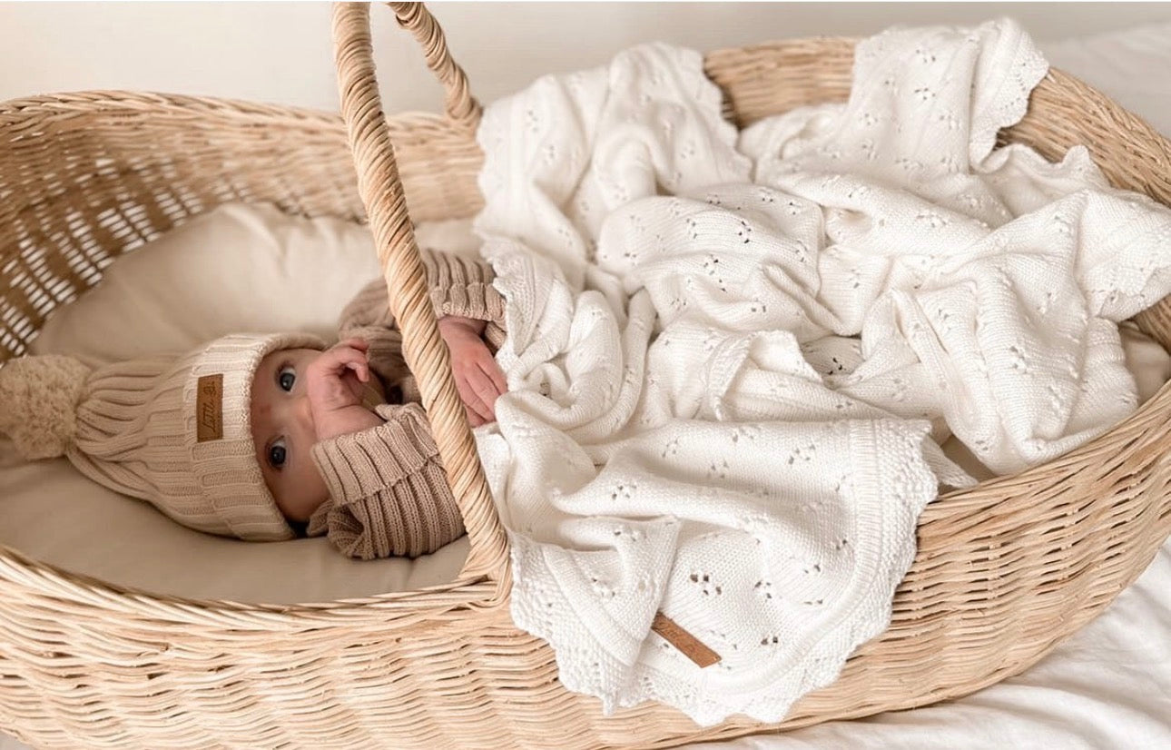 Pointelle Knit Blanket - Milk