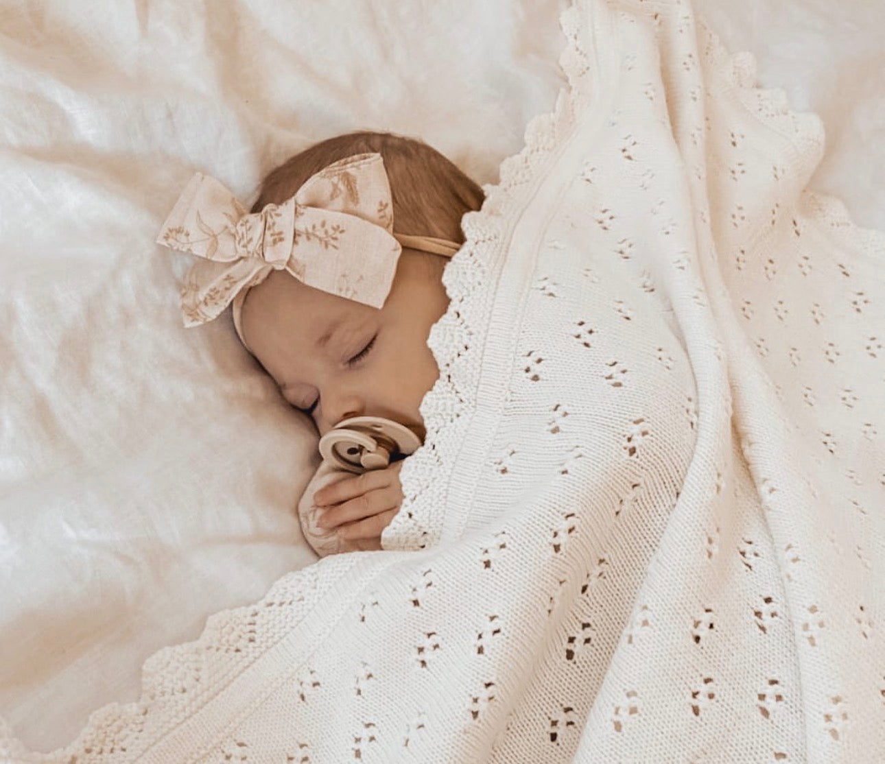 Pointelle Knit Blanket - Honey Milk