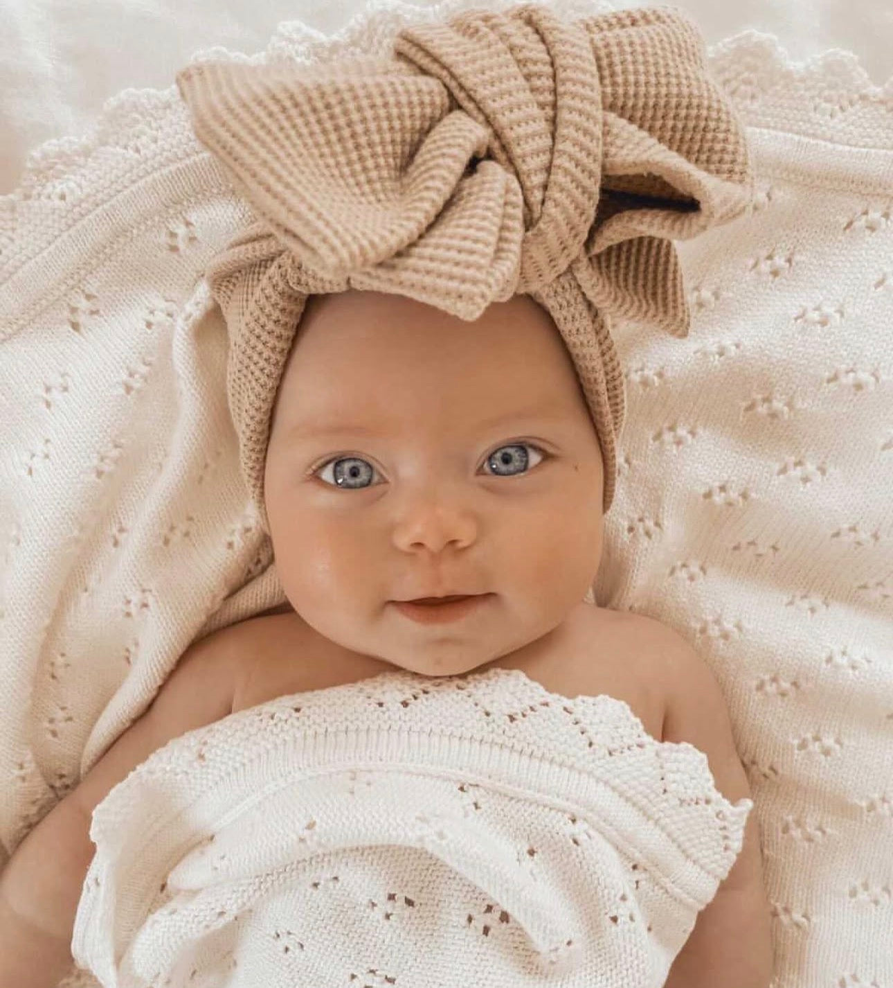 Pointelle Knit Blanket - Honey Milk