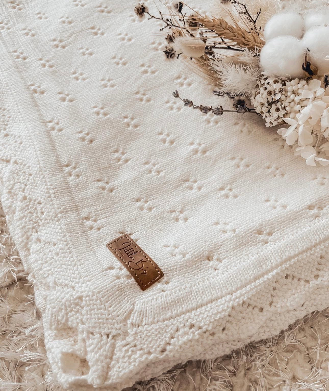 Pointelle Knit Blanket - Honey Milk