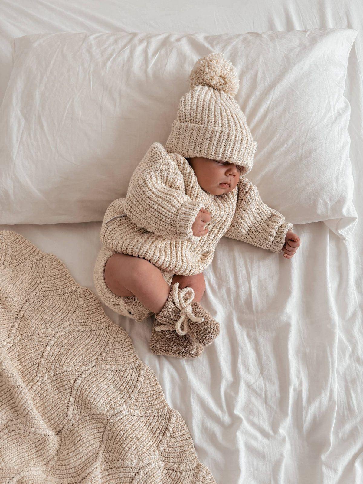 Knit Booties - Sand Fleck
