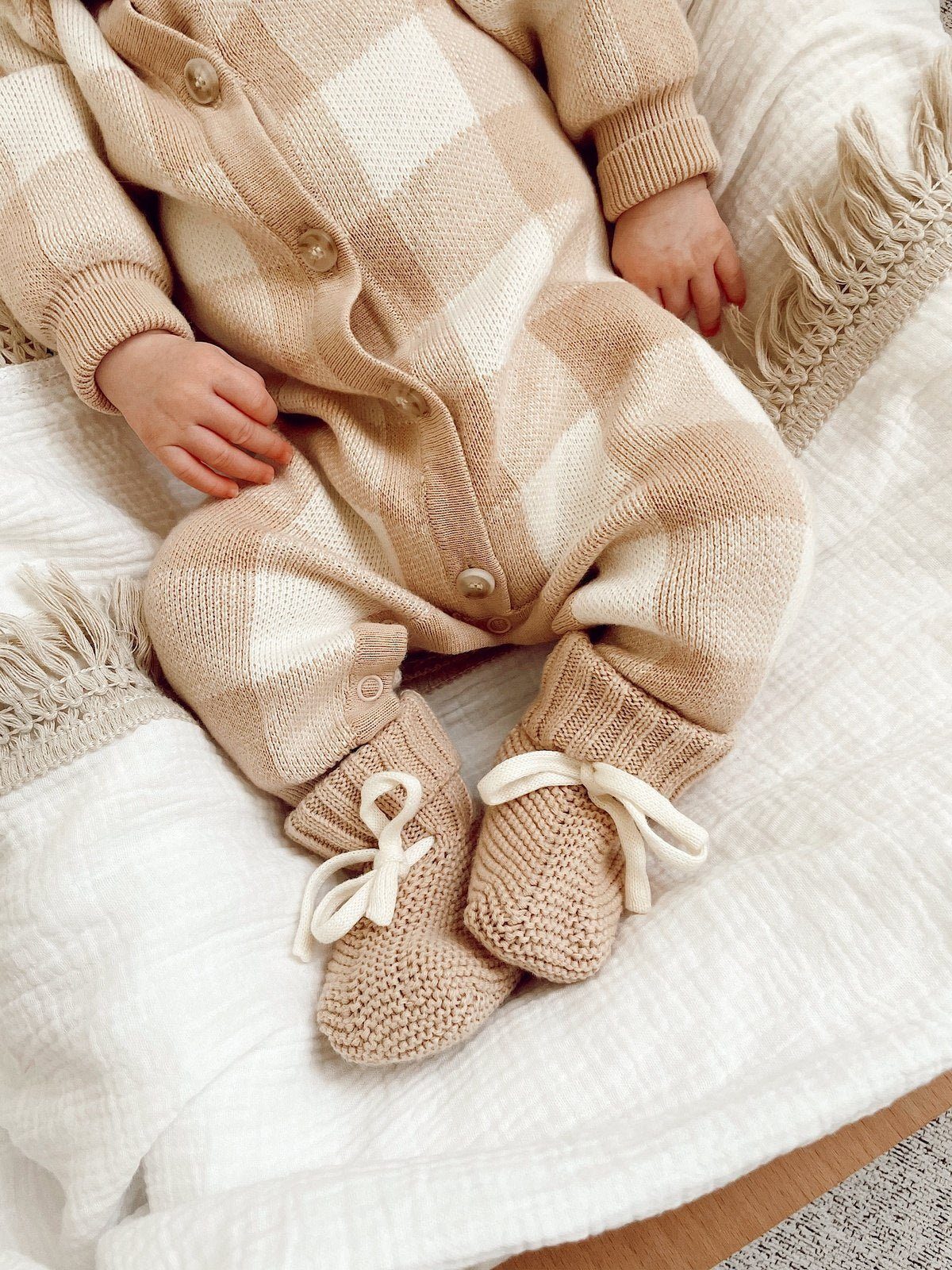 Knit Booties - Sand Fleck