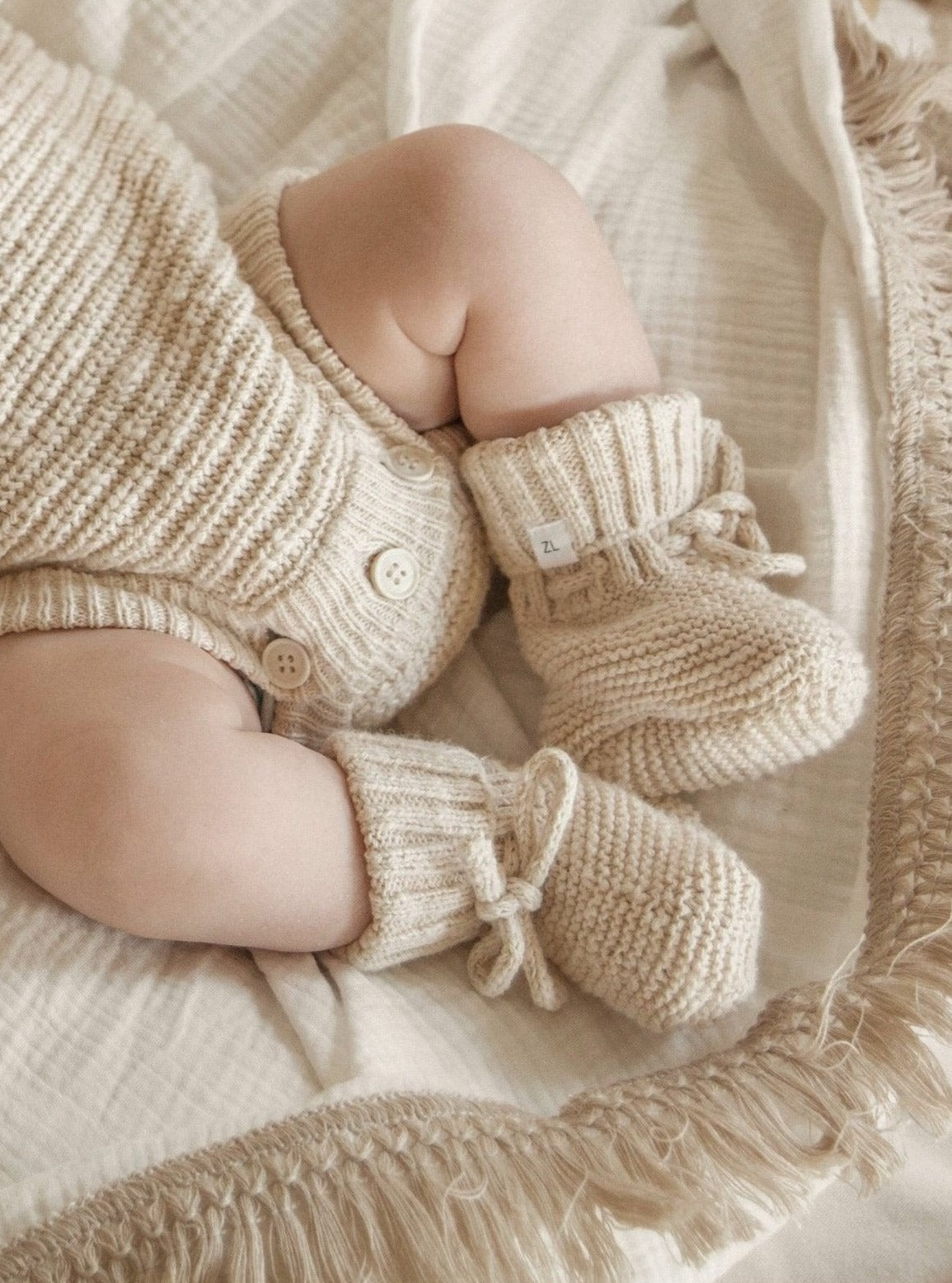 Knit Booties - Sand Fleck
