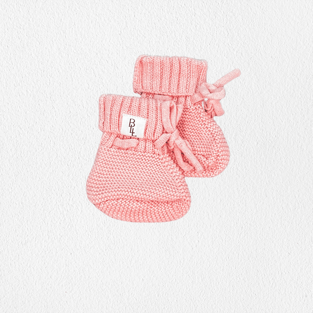 Knit Tie Booties - Coastal Blue