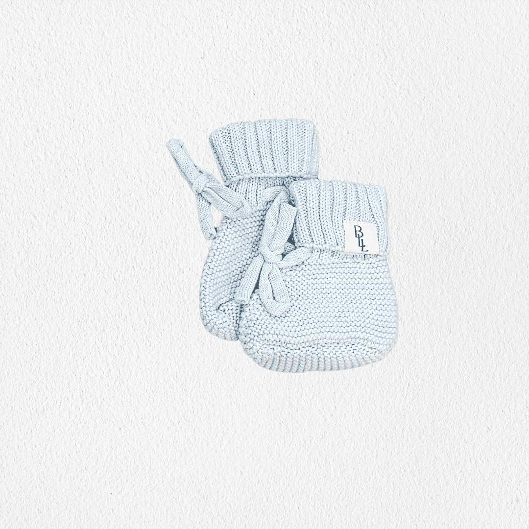 Knit Tie Booties - Coastal Blue
