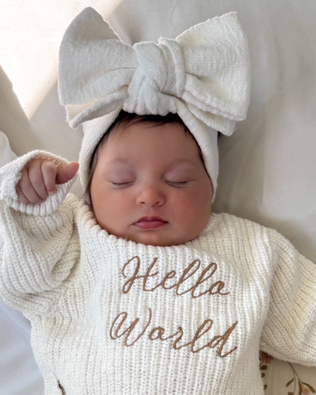 Knit Bow Headband - Textured Cloud