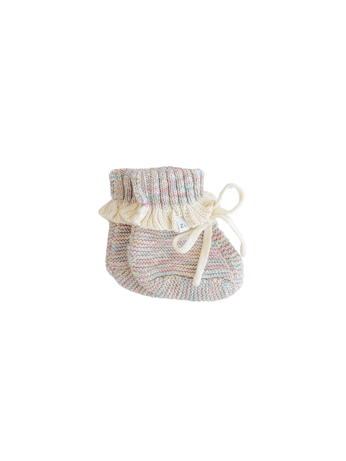 Knit Frill Booties - Milk