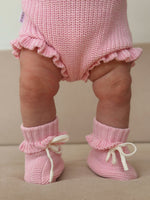 Knit Frill Booties - Milk