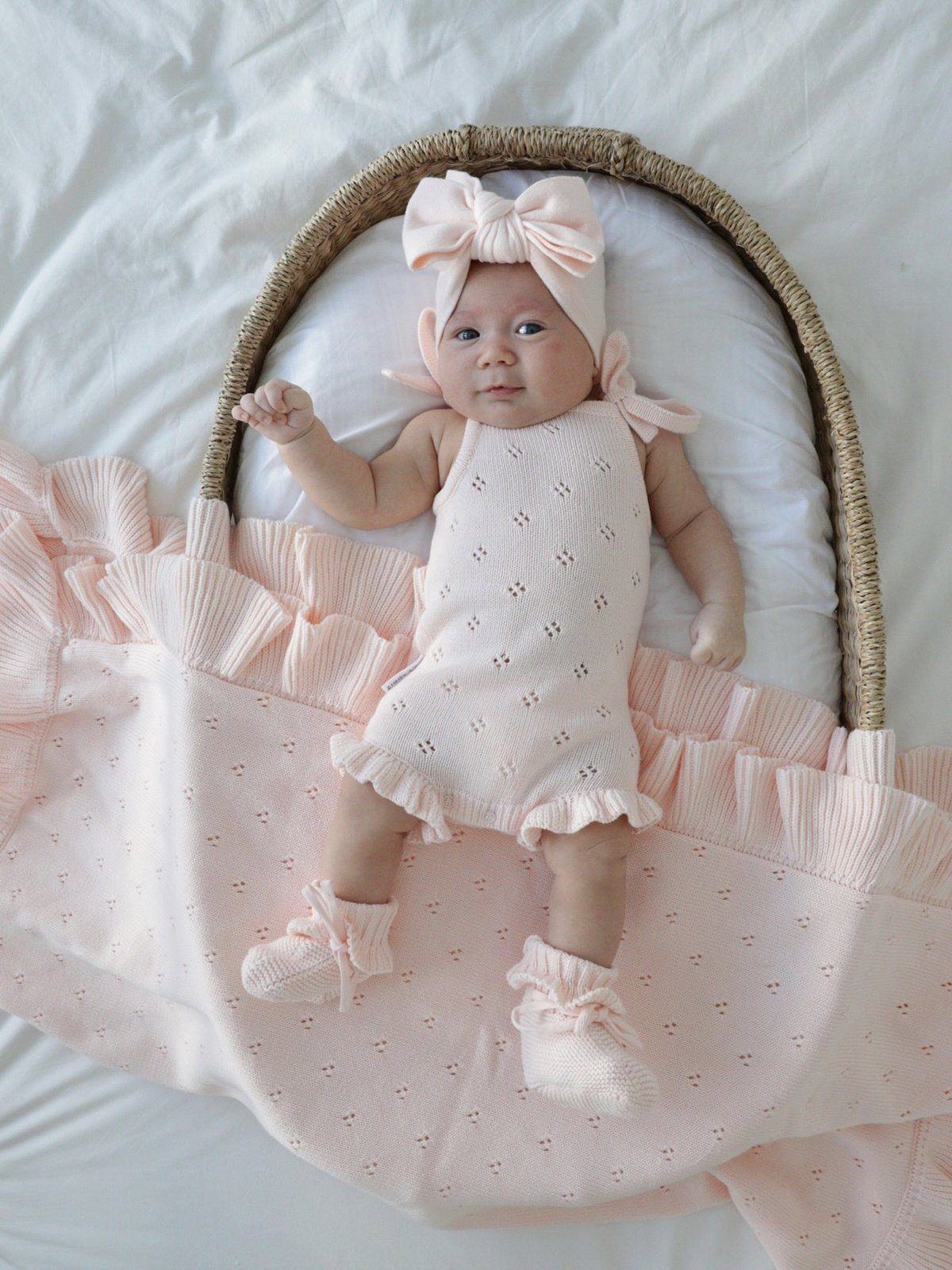 Knit Frill Booties - Dahlia