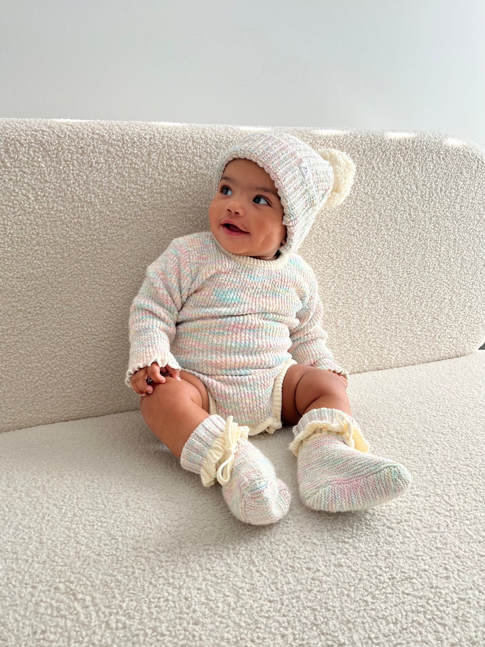 Knit Frill Booties - Primrose
