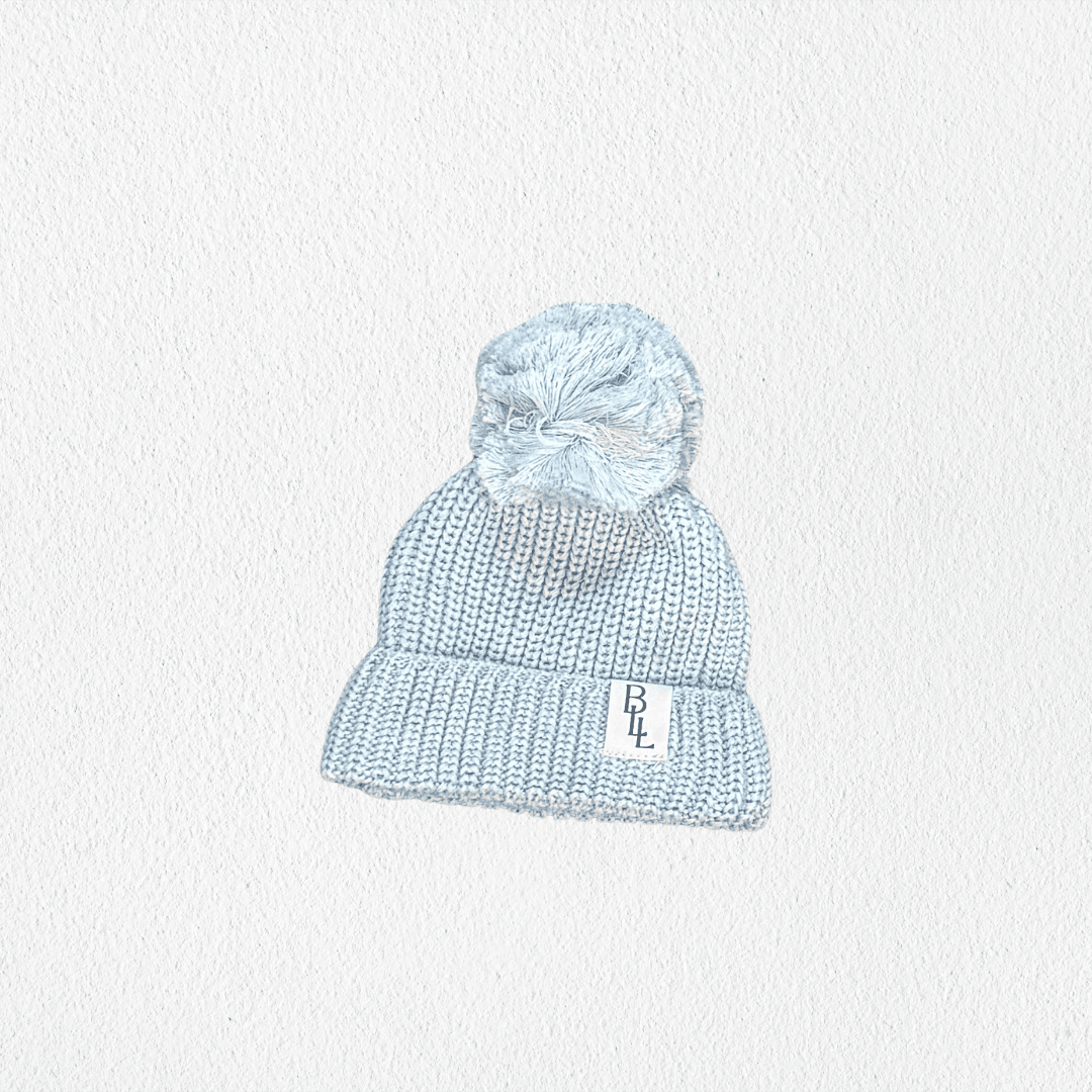 Knit Pom Beanie - Textured Cloud