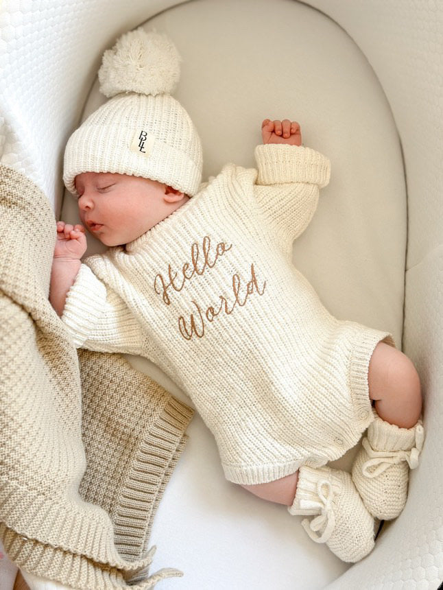 Knit Tie Booties - Peony