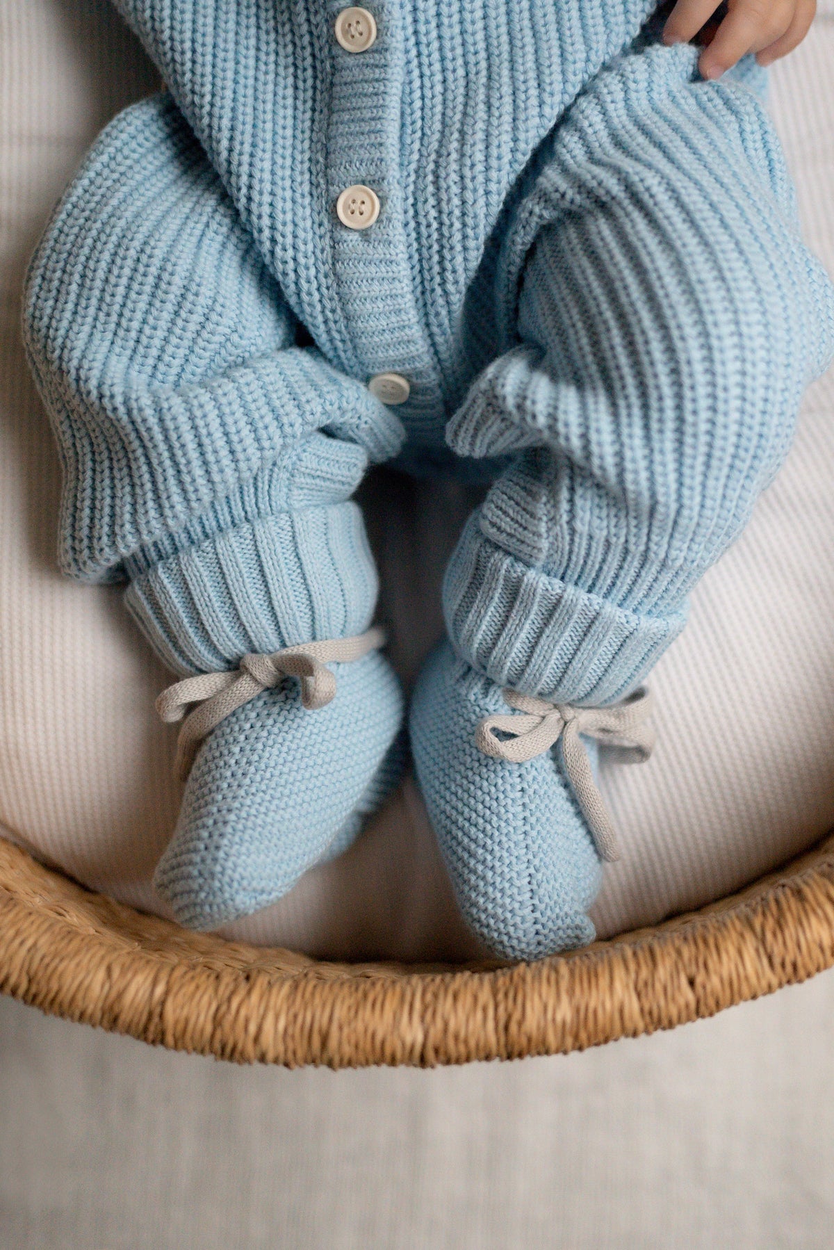 Knit Tie Booties - Cloud