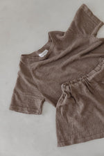 Linen Tee & Shorts Set - Mocha