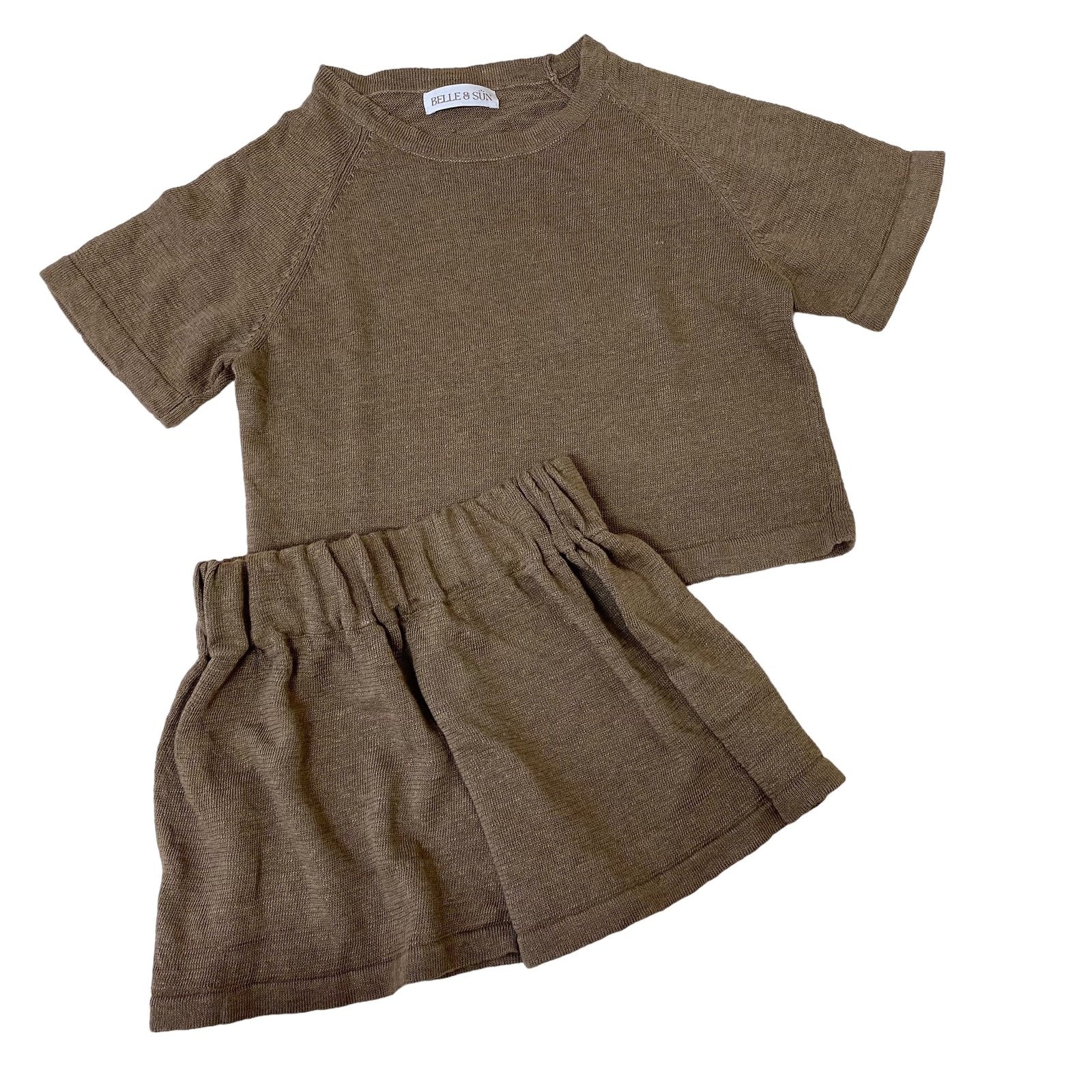 Linen Tee & Shorts Set - Wheat
