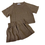Linen Tee & Shorts Set - Mocha