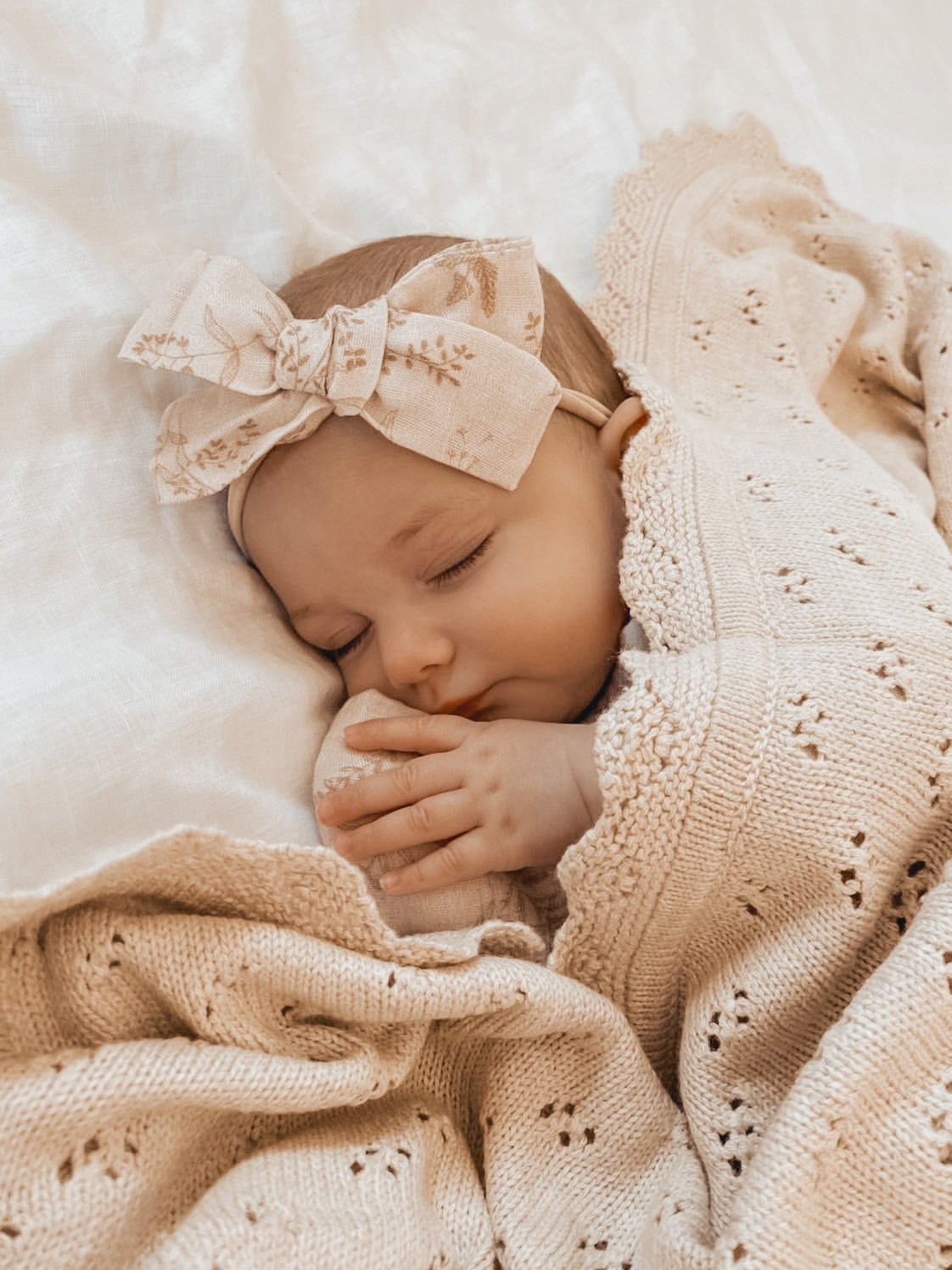 Pointelle Knit Blanket - Honey Milk