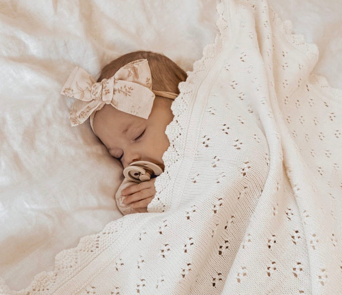Pointelle Knit Blanket - Honey Milk