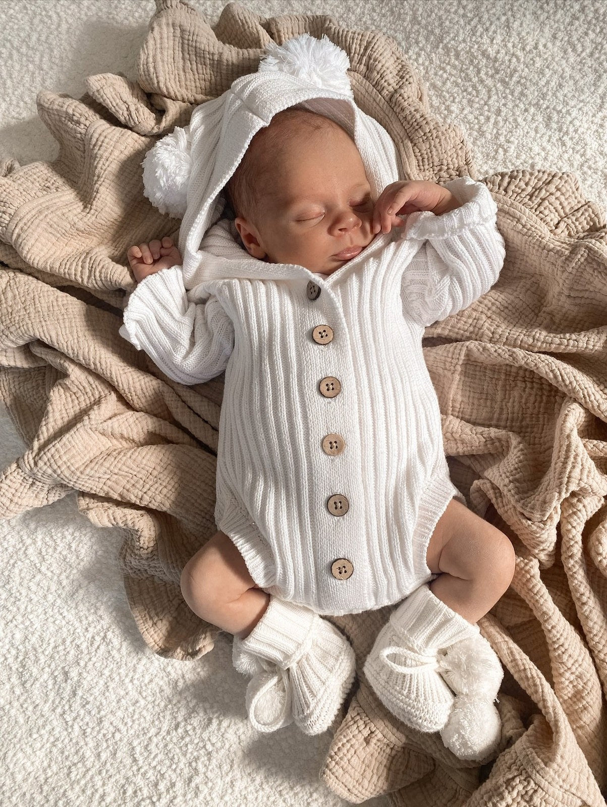 Ribbed Hoodie Onesie | Milk