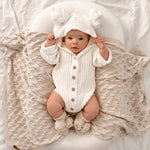 Ribbed Hoodie Onesie | Milk