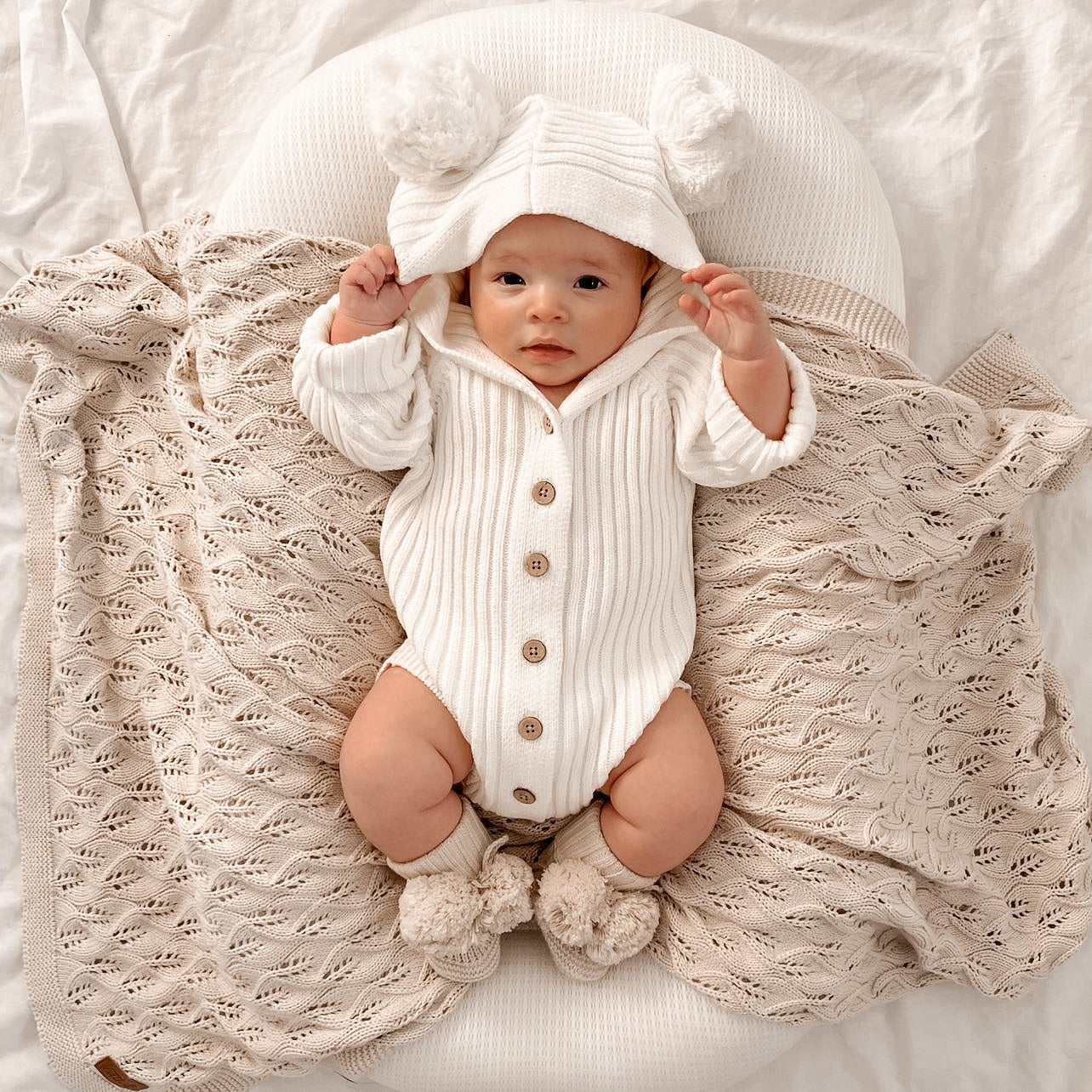Ribbed Hoodie Onesie | Milk