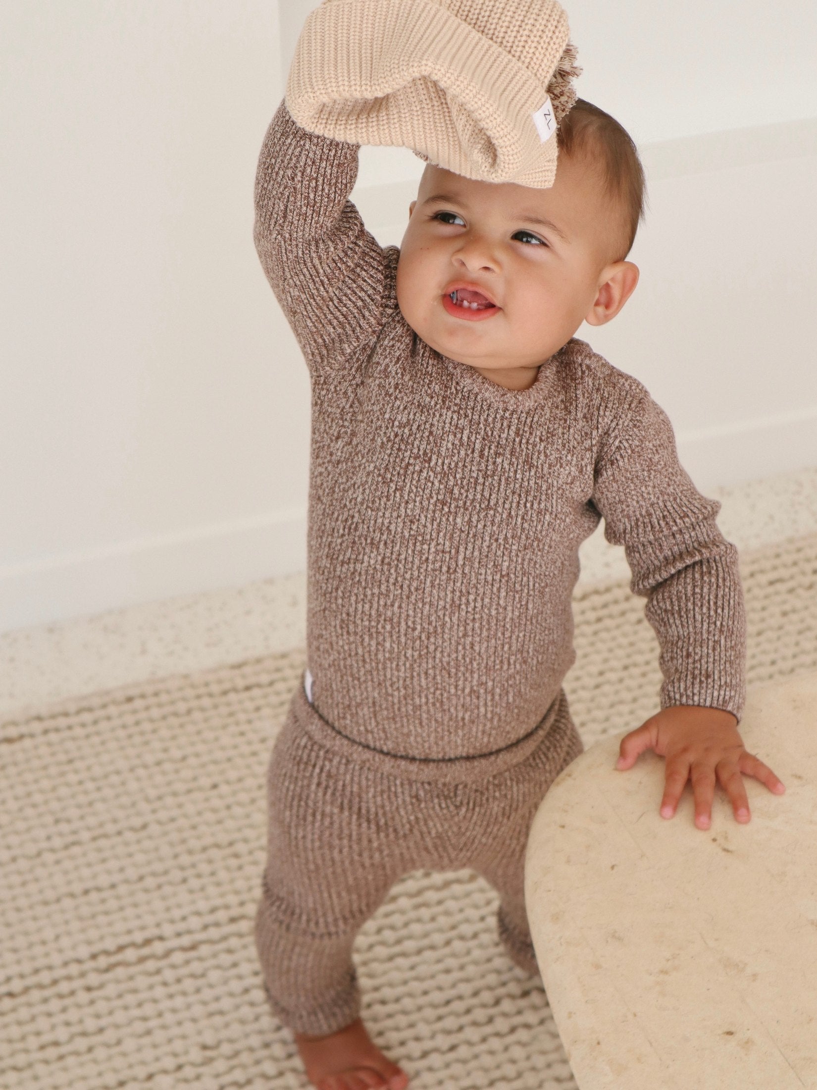 Ribbed Knit Leggings - Oat