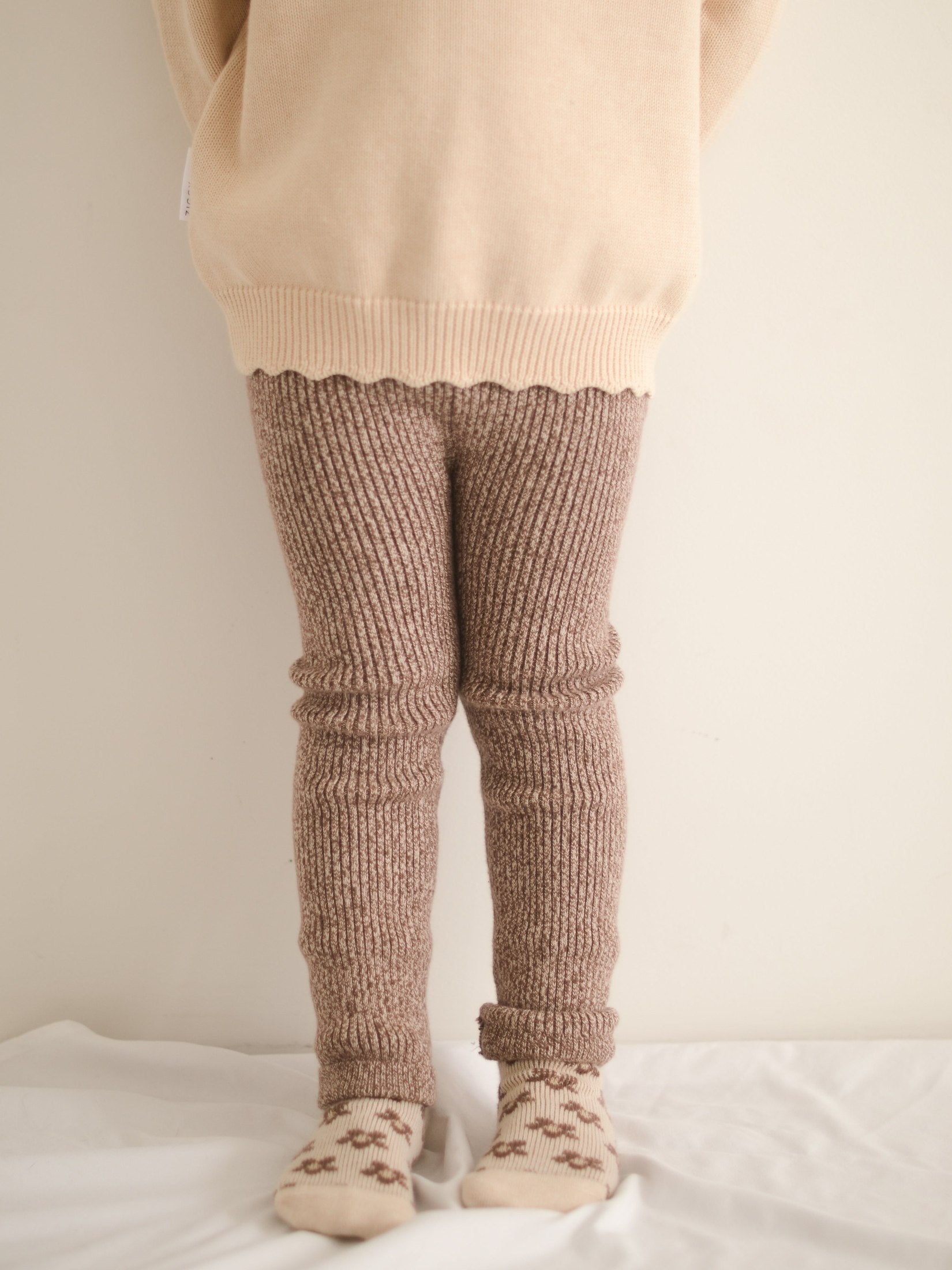 Ribbed Knit Leggings - Oat
