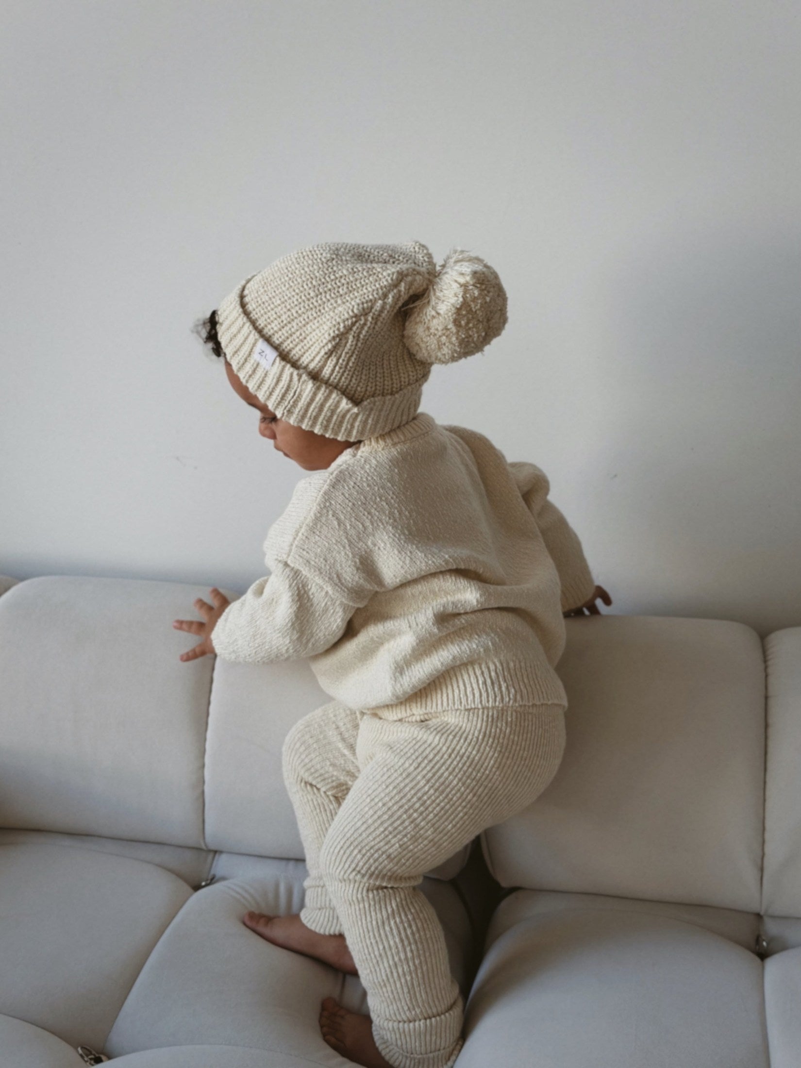 Ribbed Knit Leggings - Oat