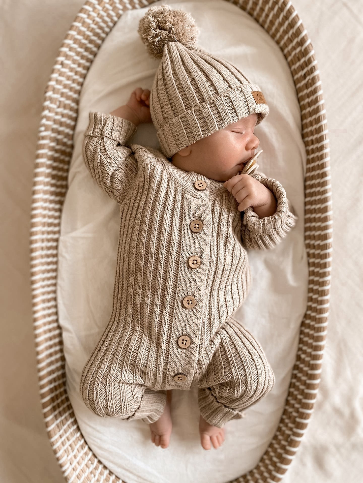 Ribbed Romper - Honey Milk