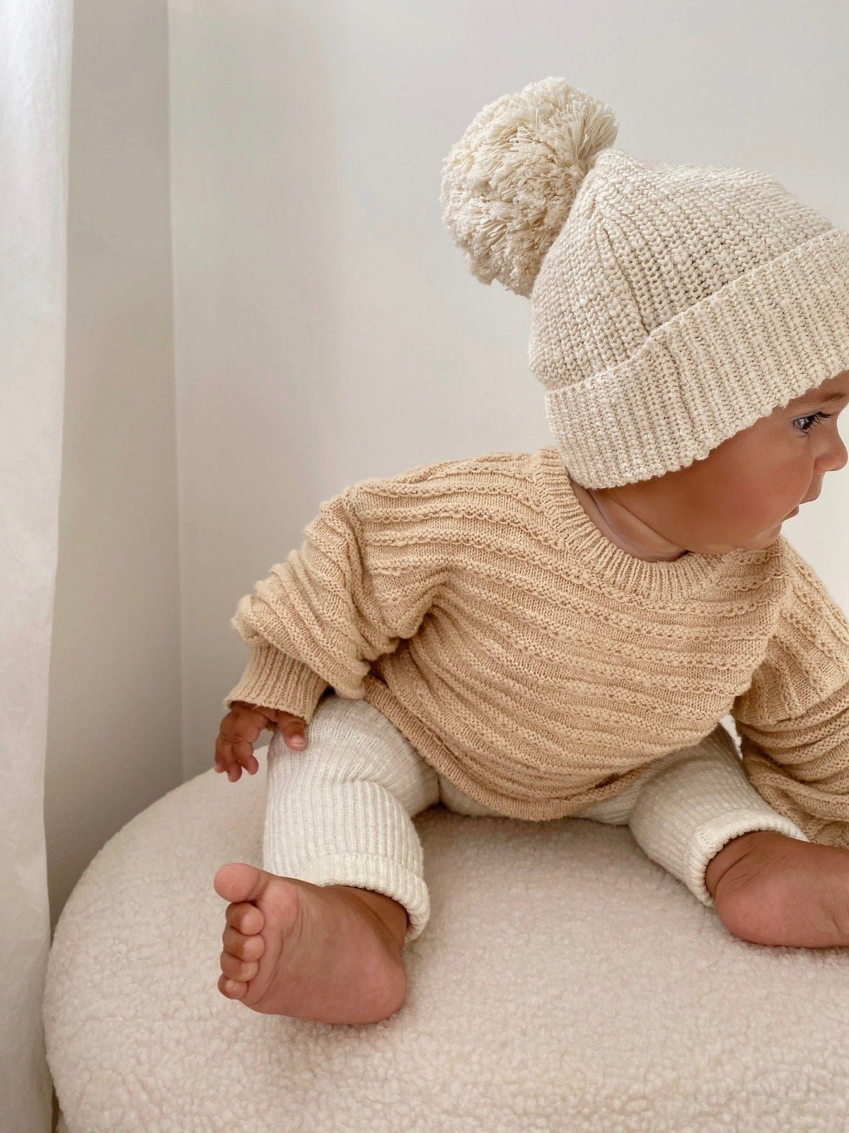 Textured Knit Sweater - Textured Wheat