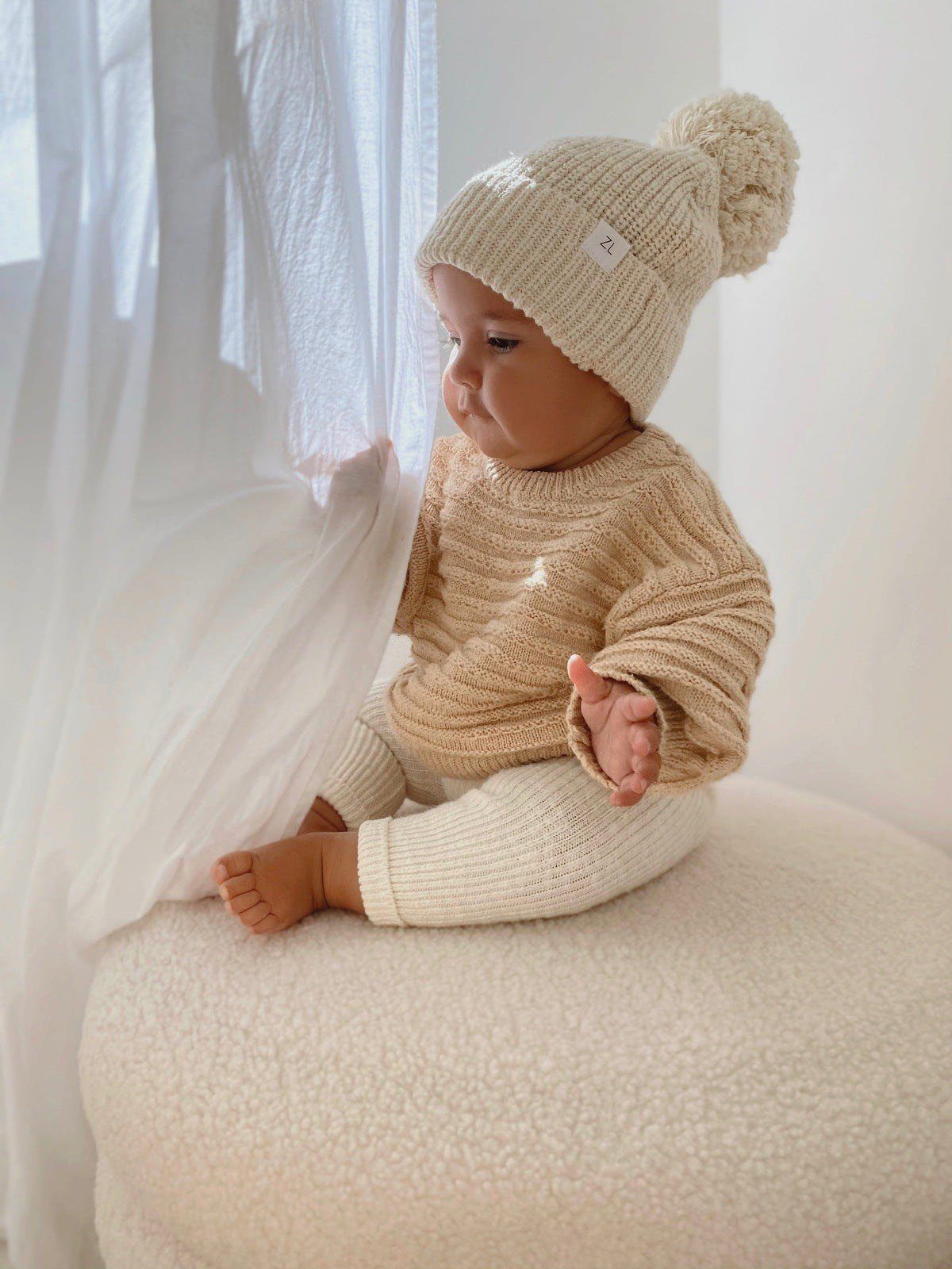 Textured Knit Sweater - Textured Wheat