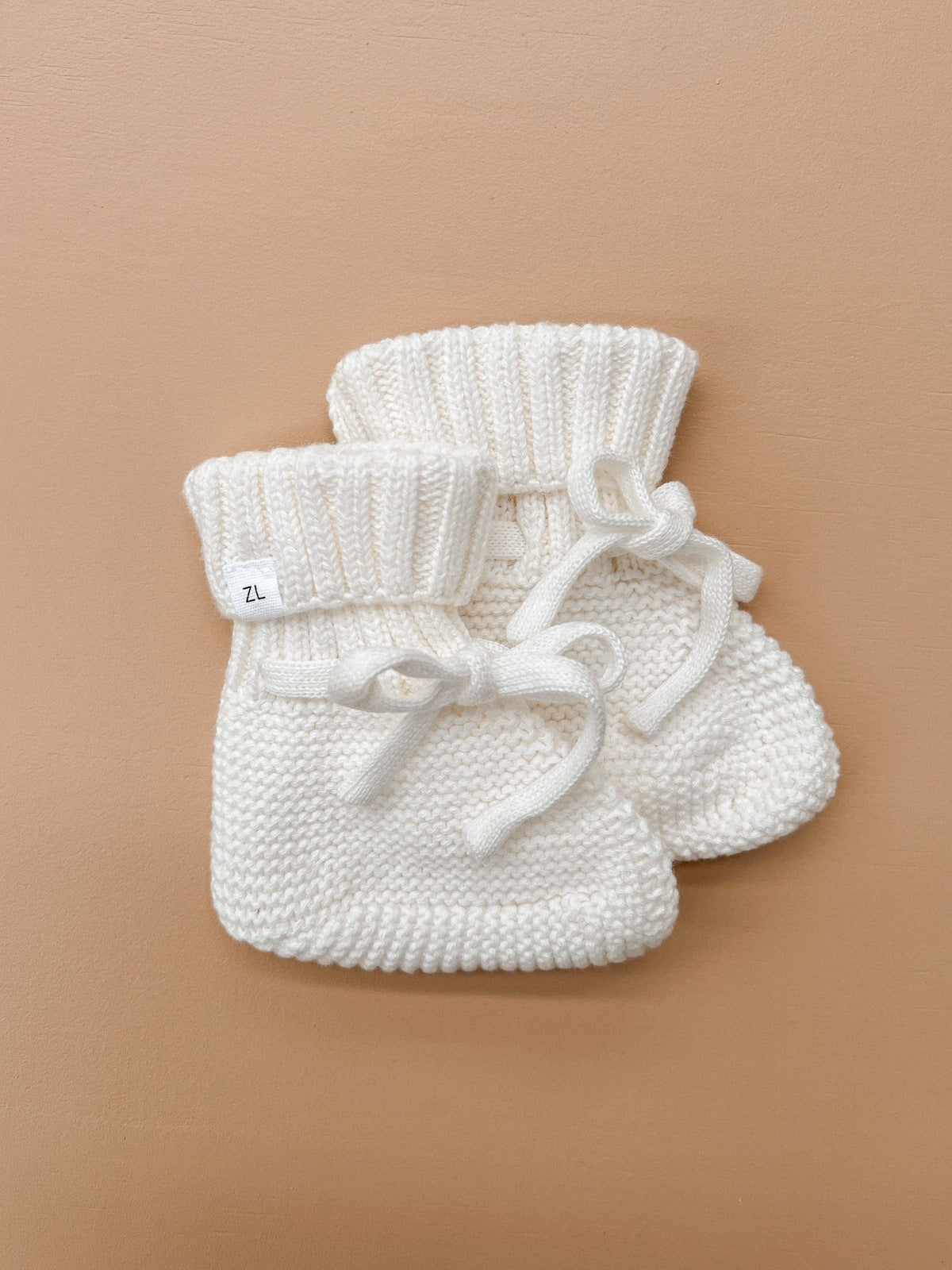 Knit Booties - Caramel Gingham