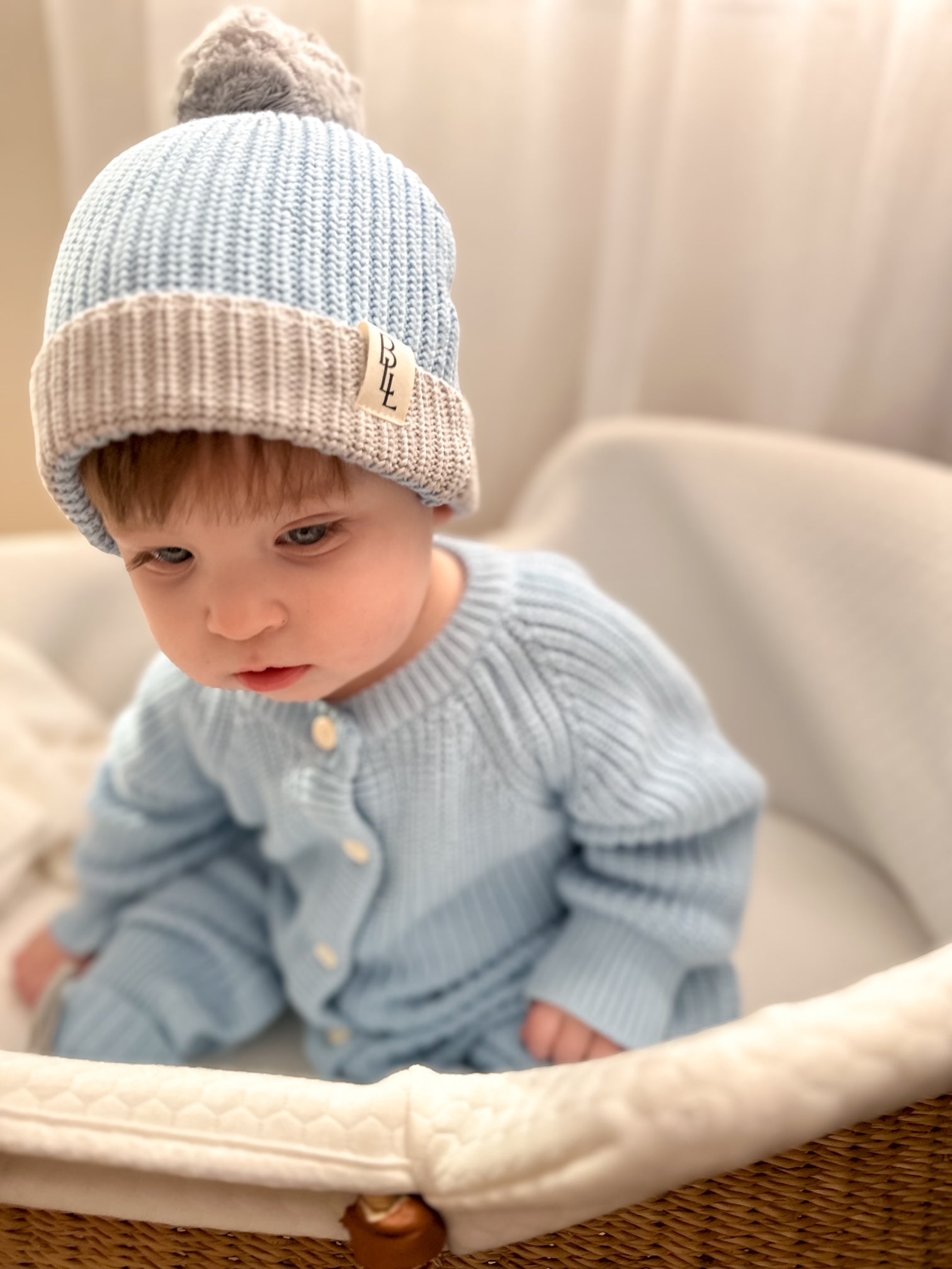 Knit Pom Beanie - Sky