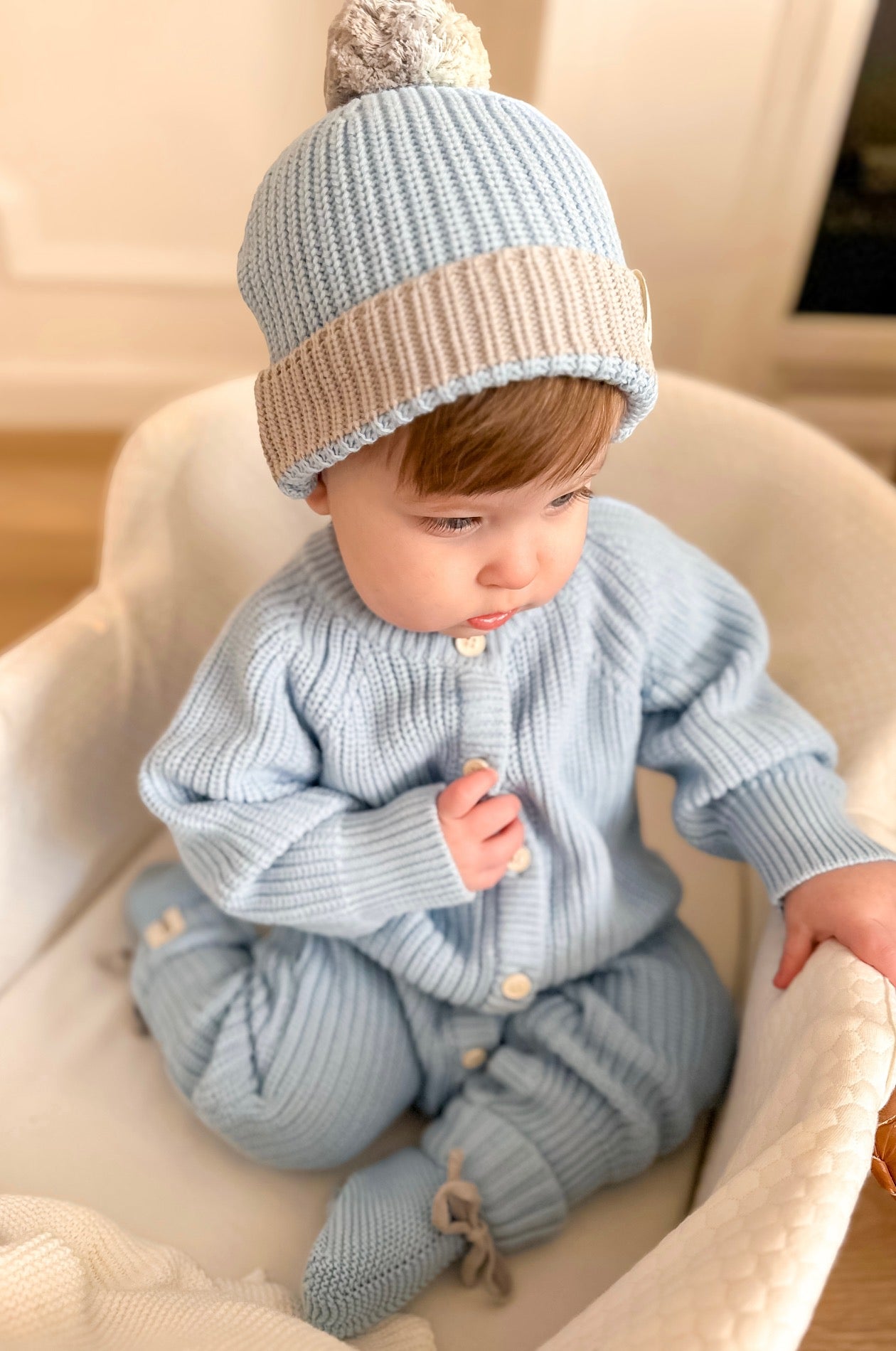 Knit Pom Beanie | Coastal Blue