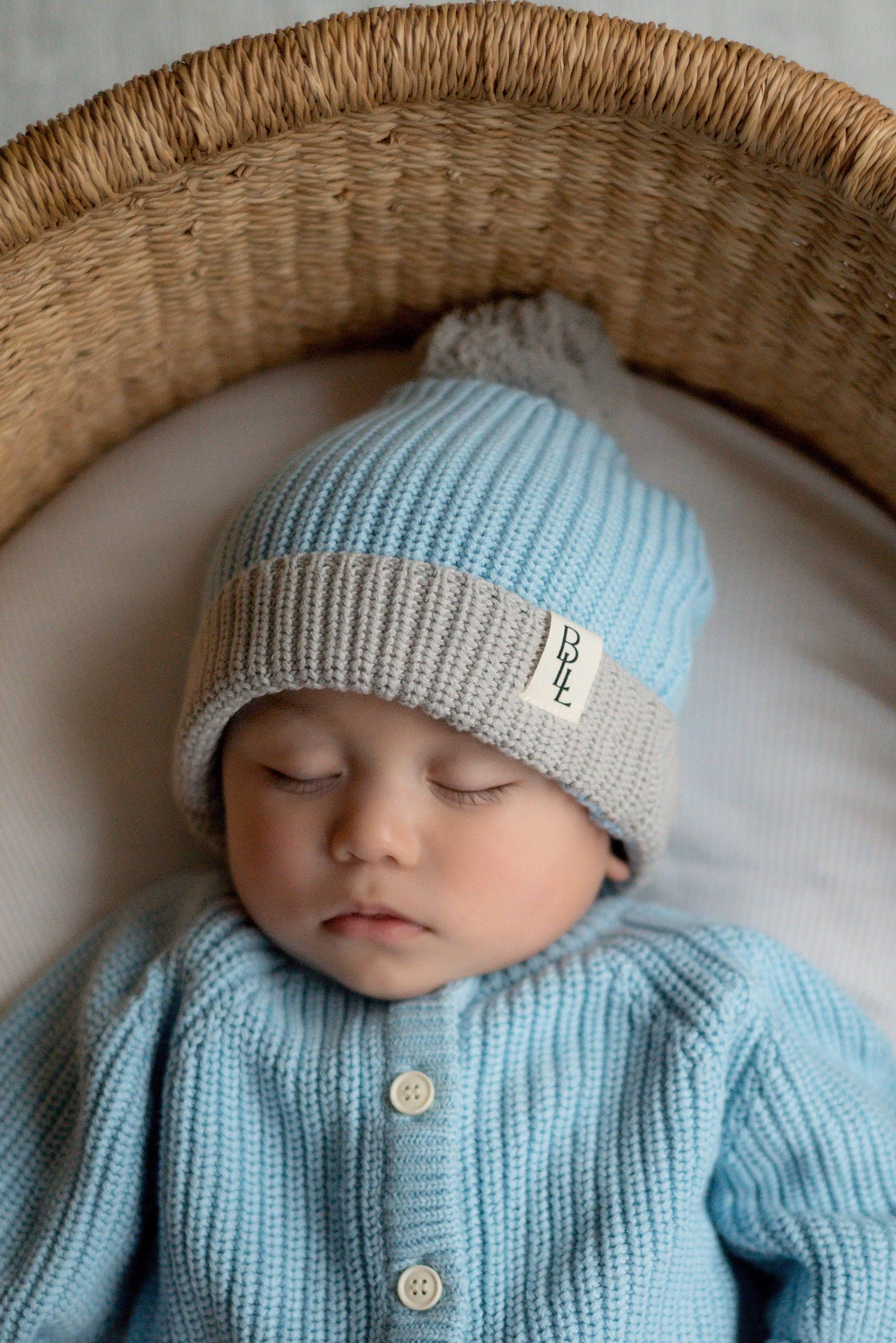 Knit Pom Beanie - Sky